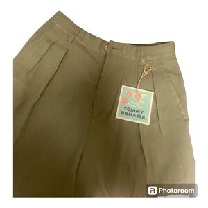 Tommy Bahama Vntg Green Pleated Frnt 100% Silk Shorts -‎ Sz.8 New Old Stock*